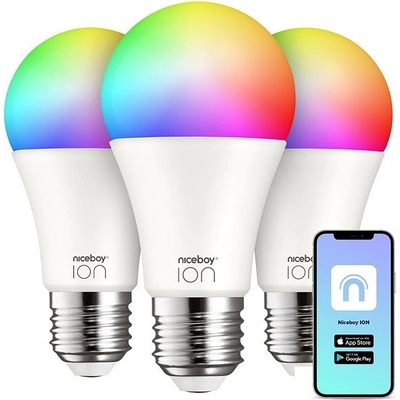 Niceboy SMART žiarovka ION RGB, E27, 12W, farebná 3ks