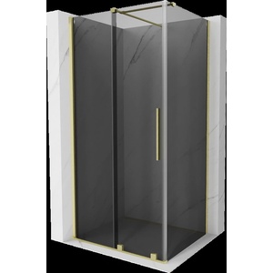 Mexen Velar плъзгаща се душ кабина 130 x 80 cm, графит, златисто четкано - 871-130-080-41-55 (871-130-080-41-55)