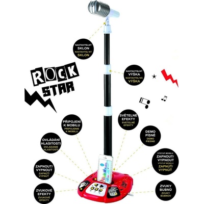 Mikrofón karaoke ROCK STAR plast na batérie so svetlom so zvukom v krabici 23x45x8cm