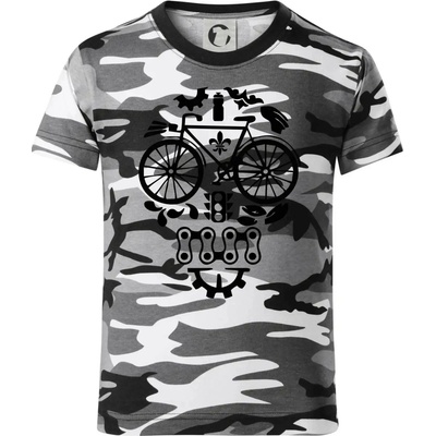 bike lebka dětské maskáčové triko šedý maskáč