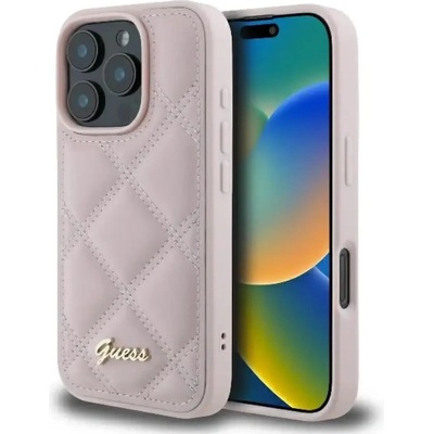 GUESS Калъф Guess Quilted Metal Logo iPhone 16 Pro - розов (3666339345105)