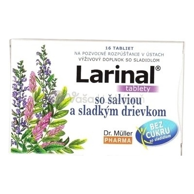 Dr. Müller Larinal So šalviou a sladkým drievkom 16 cmúľacích tabliet bez cukru so sladidlom