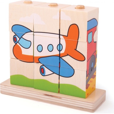 Bigjigs Toys Baby nasazovací kostky dopravní prostředky