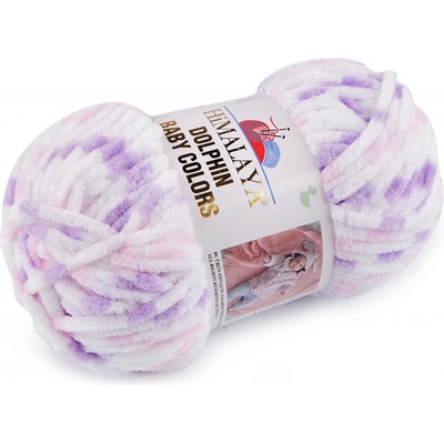 Stoklasa Pletací žinylková příze Dolphin Baby Colors 100 g Balení: 1 ks, Varianta: 1 (80410) bílá fialová 1 (80410) bílá fialová