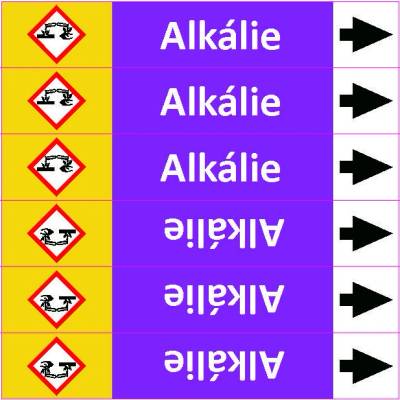 Grafiko | Alkálie - dle ISO 20560 - Materiál Samolepící PVC folie, Rozměr aršík 6 ks 52x280 mm