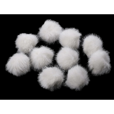 Kožešinová bambule s poutkem Ø3,5 cm - Off White (10 ks)