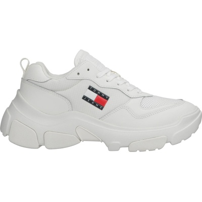 Tommy Hilfiger dámska obuv na voľný čas LEATHER HYBRID CHUNKY SOLE TRAINER biela tmavo modrá červená