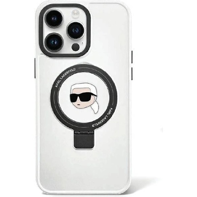 KARL LAGERFELD Кейс Karl Lagerfeld KLHMP15LHMRSKHH за iPhone 15 Pro 6.1", бял / бял, твърд, Ring Stand Karl Head MagSafe (3666339168537)