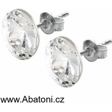 Swarovski Elements Rivoli vlepený krystal stříbrné náušnice pecky puzety bílé kulaté 51037.1 Crystal bílá čirá křišťálová