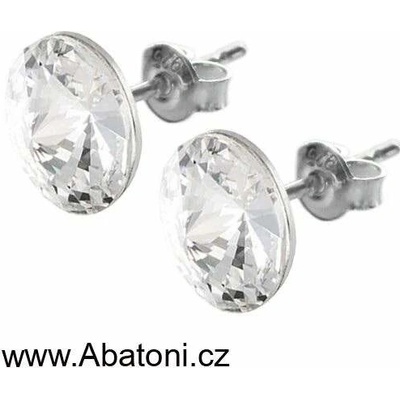Swarovski Elements Rivoli vlepený krystal stříbrné náušnice pecky puzety bílé kulaté 51037.1 Crystal bílá čirá křišťálová