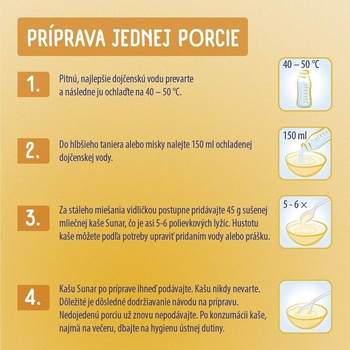 Sunar mléčná krupicová kaše na dobrou noc mix příchutí 6 x 210 g