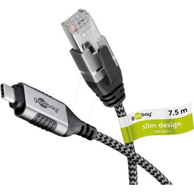 Goobay 74406 slim USB 3.1, RJ45 vidlice,USB C vidlice, niklovaný, 7,5m