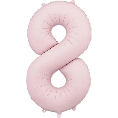 PartyDeco Balónek fóliový číslo 8 světle růžová 86 cm