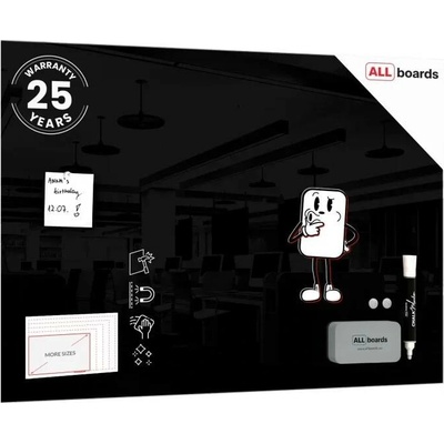 Allboards TS90x60BK Skleněná tabule 90 x 60 cm