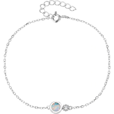 Bealio 14349 stříbrný náramek KULATÝ bílý opál 18+3 cm 03-14349-4944