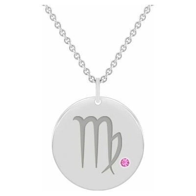 Eppi Stříbrný přívěsek se znamením a růžovým safírem Panna P44253