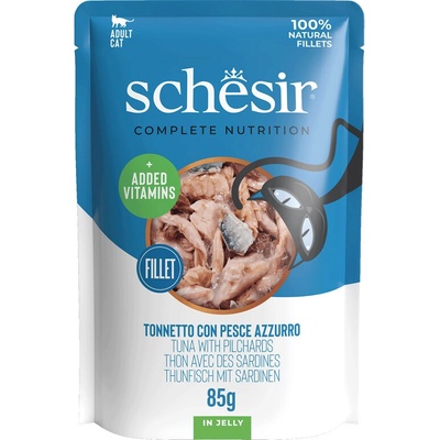Schesir Cat C&B Wet Adult Tuniak so sardínkami v želé 85 g