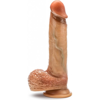 Blush Renaissance RAPHAEL 9.5" Sliding Foreskin Dildo With Squeezable Balls Tan realistické dildo 24 x 4,5 cm