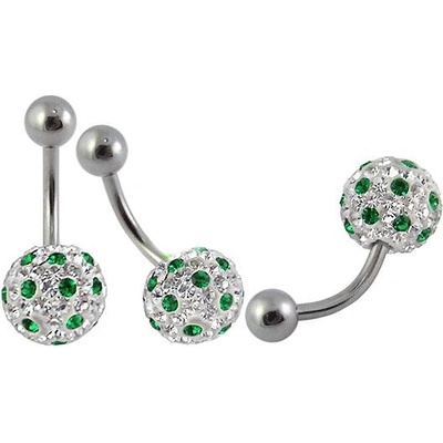 Steel Jewelry piercing zelenobílá kulička z chirurgické oceli PR121138