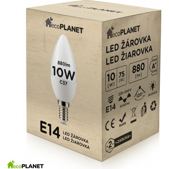 Berge LED žárovka EcoPlanet E14 10W svíčka 880Lm teplá bílá