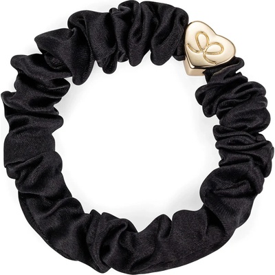 Gumička na vlasy By Eloise London Silk Scrunchie Gold Heart barva černá