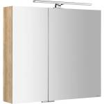 SAPHO Mirró - Огледален шкаф с LED осветление 80x70x16 см, 2 врати, дъб „Алабама MC080-0022 (MC080-0022)