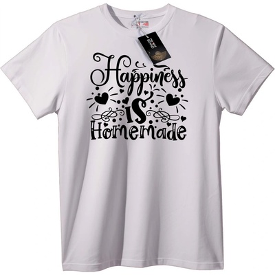 NOONEBRAND Тениска Щастието е Домашно - M, White