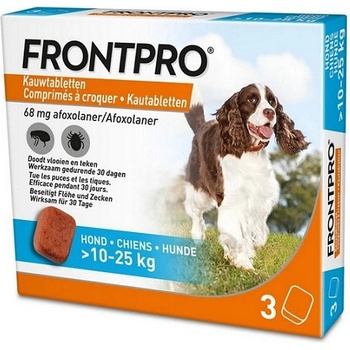 Frontpro M 68mg žuvacie tablety pre psy proti kliešťom a blchám >10–25 kg 3 tbl