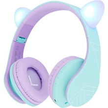 PowerLocus P2 Cats Ears Wireless Headphones for Kids blue and purple