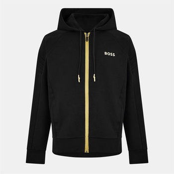 HUGO BOSS Суичър Boss Mens BOSS GREEN Full-Zip Hoodie with Adjustable Drawstring Hood - Streamlined Design - Black Gold