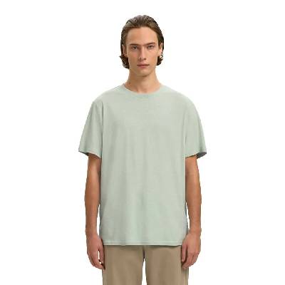 Тениска Selected Adam Linen short sleeve T-shirt - Green (Aqua Grey)