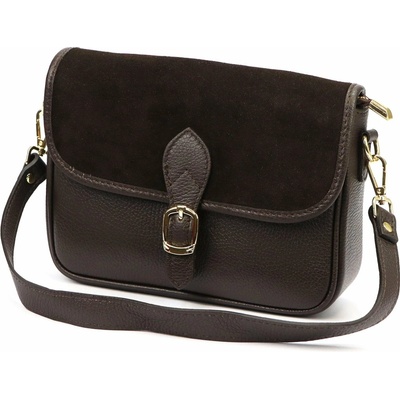 Luka dámska kožená crossbody kabelka tmavohnedá na rameno 25-036-2