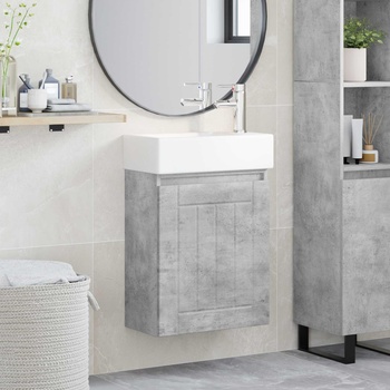 vidaXL Мивка за баня със смесител Бетонно сиво 45, 5 x 25, 5 x 84 см (889494)