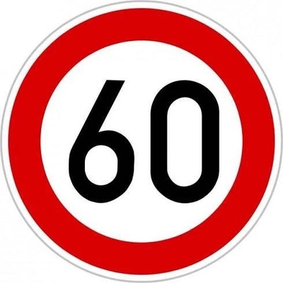 Dopravní Značka B20a 500 mm Nejvyšší dovolená rychlost Rychlost: 60km/h – Zboží Dáma Dopravní Značka B20a 500 mm Nejvyšší dovolená rychlost Rychlost: 60km/h – Zboží Dáma
