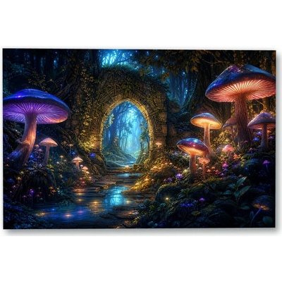 Plakát – Světélkující houby u kamenného oblouku 135 × 90 cm Bez rámu Ne Bez rámu