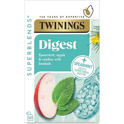 Twinings čaj SUPERBLENDS DIGEST s mátou jablky čajem rooibos a ovocem baobab 20 sáčků 35 g