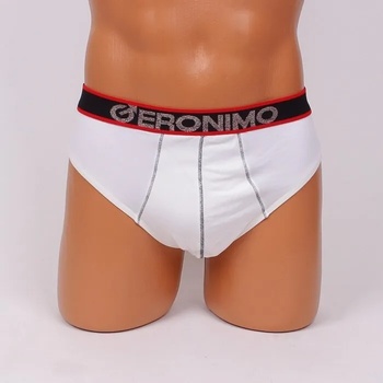 Image 1 of Бял слип с черен ластик и червени кантове с надпис