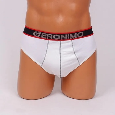 Бял слип с черен ластик и червени кантове с надпис