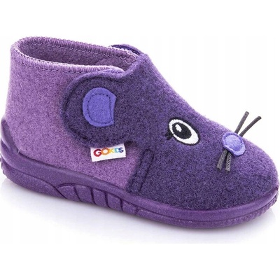 GoKids detské papuče na suchý zips fialové