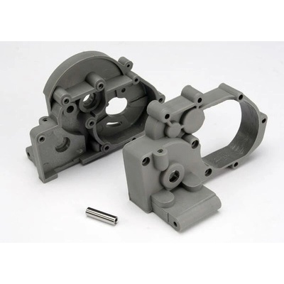 Traxxas Gearbox halves (l&r) (grey) w/ idler gear shaft, TRX3691A (TRX3691A)