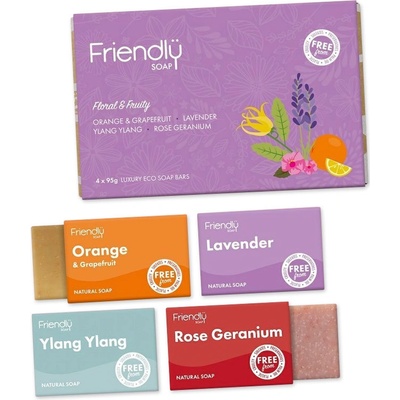 Friendly Soap přírodní mýdlo dárková sada mýdel Floral and Fruity 4x 95 g