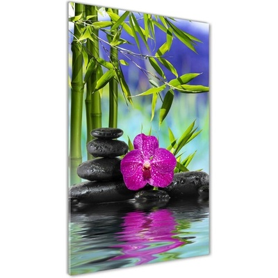 Vertikálny fotoobraz na skle Orchidea a bambus 50x100 cm