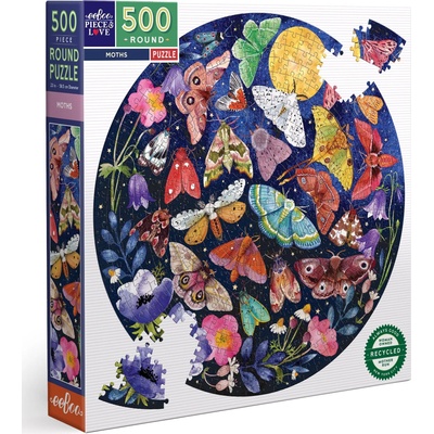 eeBoo - Puzzle Round puzzle: Moths - 500 piese