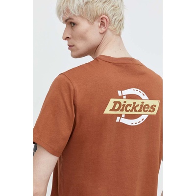 Dickies Памучна тениска Dickies SS RUSTON TEE в кафяво с принт DK0A4XDC (DK0A4XDC)