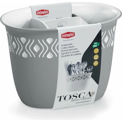 STEFANPLAST Odkapávač na příbory Tosca bílý/šedý