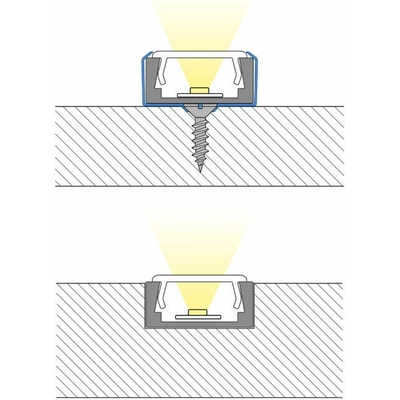 ML-761.322.74.1 Přisazený hliníkový profil černý PG2 16x8mm včetně mléčného difuzoru 1m