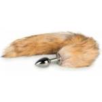 Rimba Aluminium Plug with Faux Fox Tail - Silver & Grey, Medium
