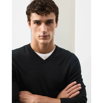 Marks & Spencer Суитшърт с V-образно деколте от чиста извънредно фина вълна мерино Marks & Spencer черна Marks & Spencer | Cheren | МЪЖЕ | M REG