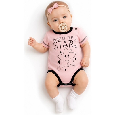 Baby Nellys Body krátký rukáv Baby Nellys Baby Little Star růžové