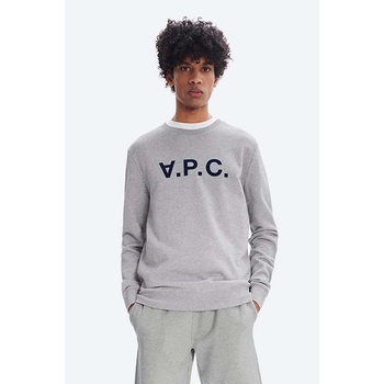 APC Памучен суичър A. P. C. Sweat Vpc COECQ-H27378 BLACK в сиво с апликация (COECQ.H27378)